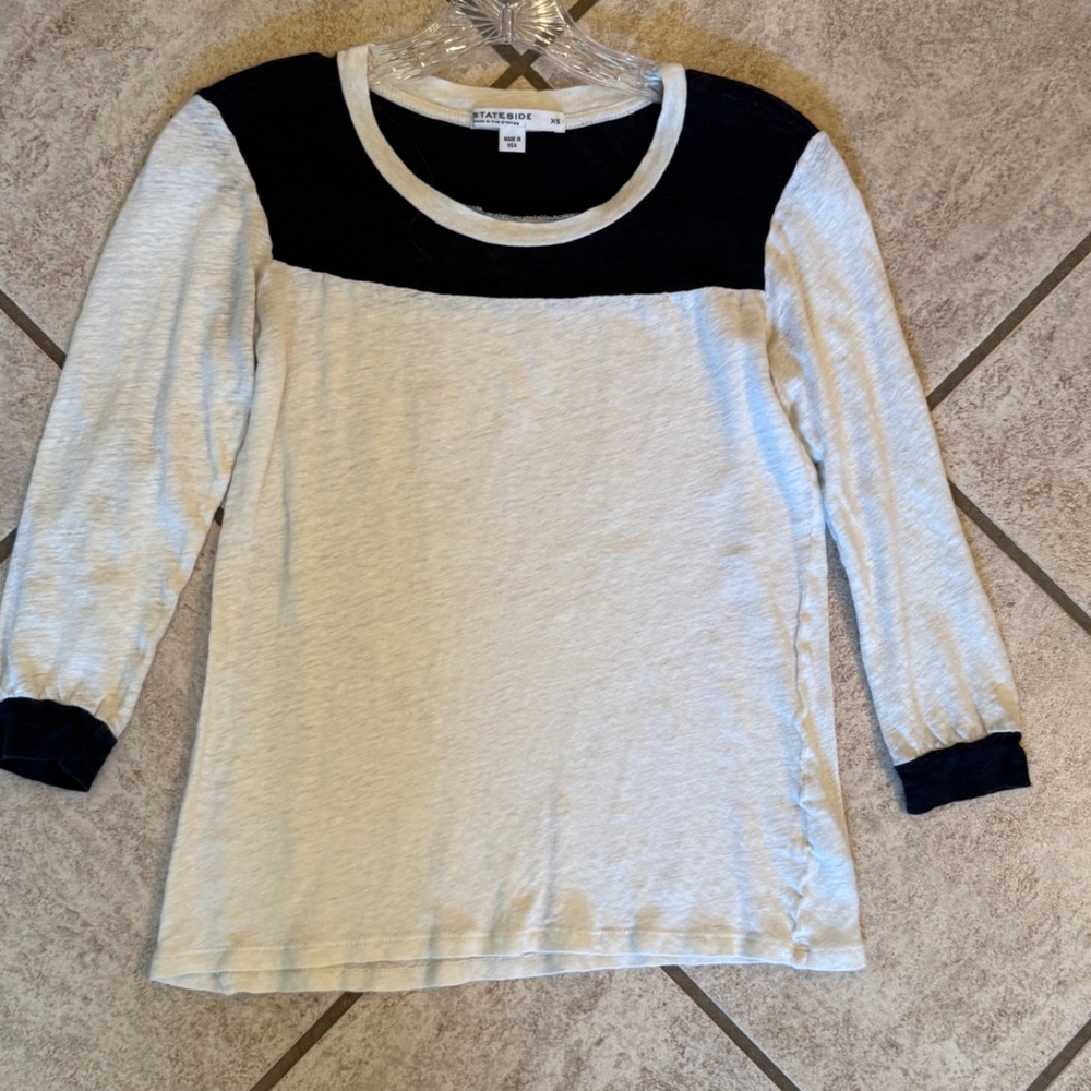 Stateside Navy and Cream 3/4 Tee